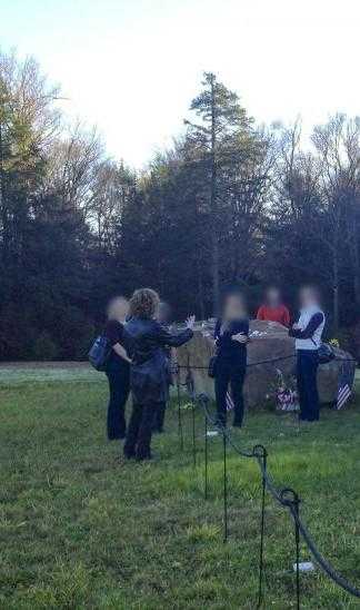 Photo of Debby speaking to a CAP class at the crash site.